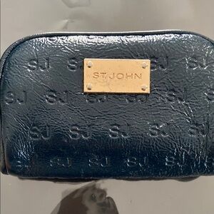 St. John Black Wallet with Gold Logo Plate